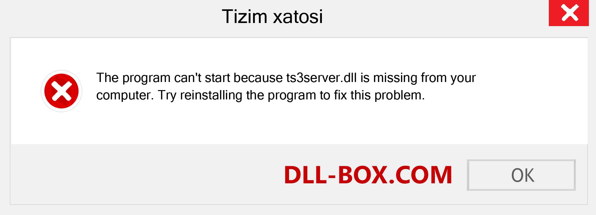 ts3server.dll fayli yo'qolganmi?. Windows 7, 8, 10 uchun yuklab olish - Windowsda ts3server dll etishmayotgan xatoni tuzating, rasmlar, rasmlar